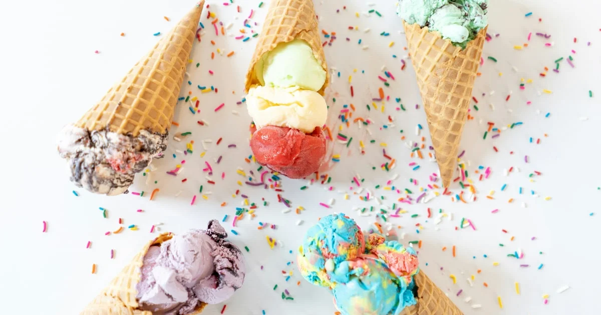 Assorted ice cream cones with sprinkles — halal certification audit of UK ice cream brands