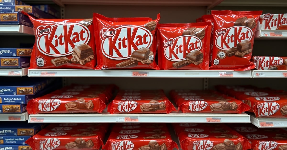 Chocolate bars including Cadbury and KitKat on a shelf — E442 ammonium phosphatides guide