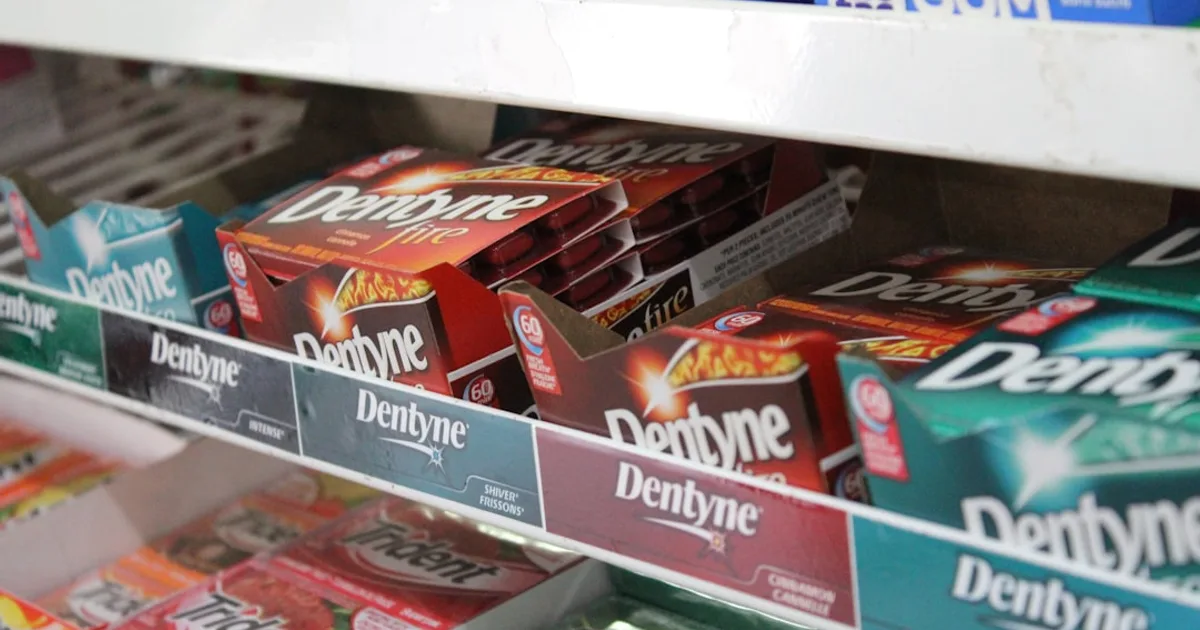 Chocolate and dairy products on a supermarket shelf in Bangladesh