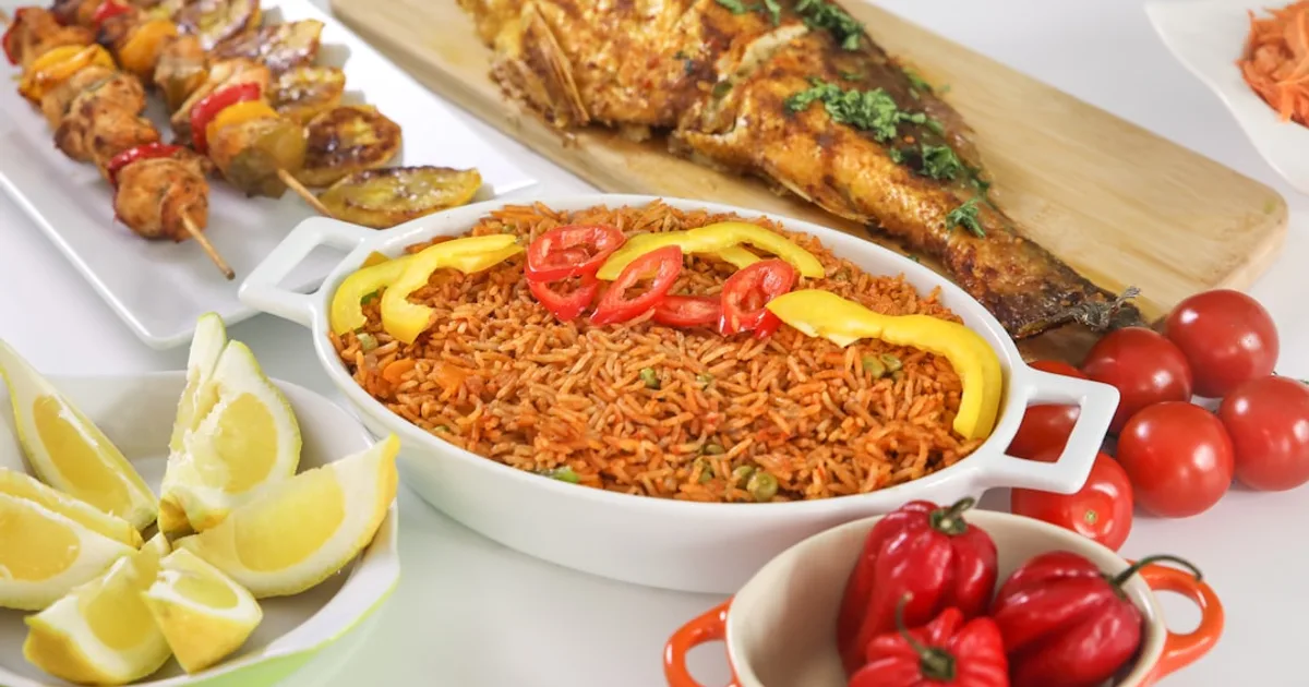 Nigerian market stalls and supermarket aisles with packaged food products