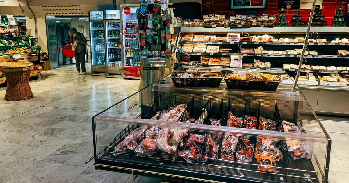 Marks and Spencer food hall with premium own-brand grocery products