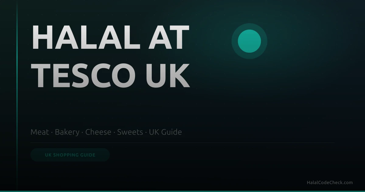 Muslim shopper at Tesco checking food labels for halal verification