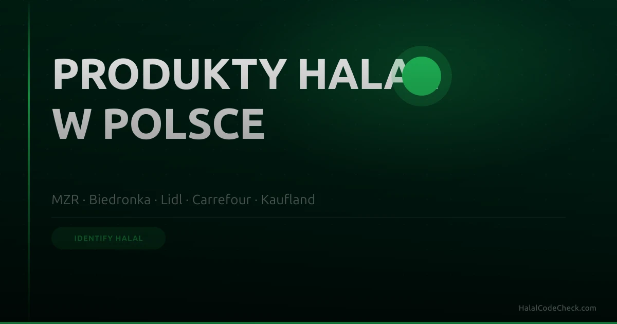 Polish shopper checking a Biedronka ingredient label — halal certification logo guide