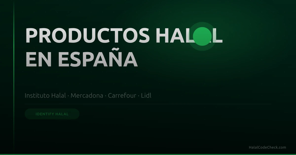 Spanish shopper checking a Mercadona ingredient label — Instituto Halal logo guide