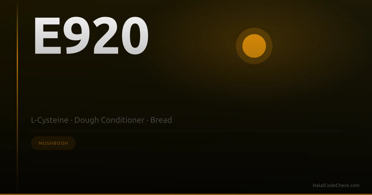 Commercial bread loaf with ingredient label — L-cysteine E920 halal status