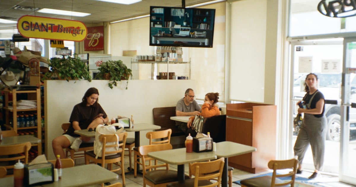 Subway sandwich shop with fresh ingredient display at the counter