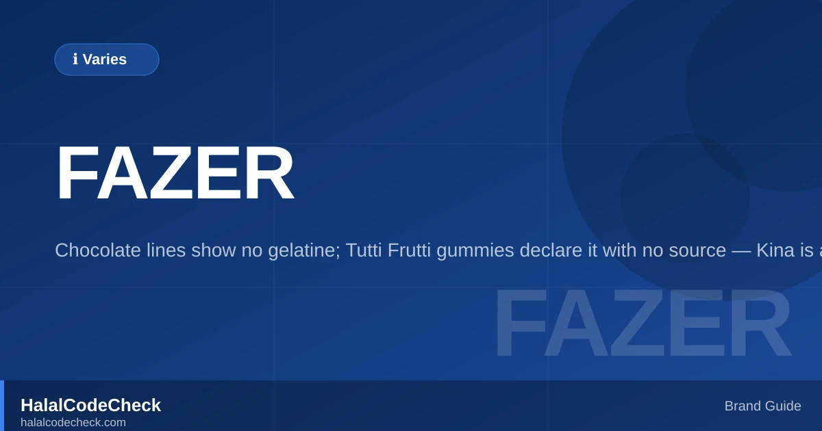 Is Fazer Halal? — HalalCodeCheck Brand Guide