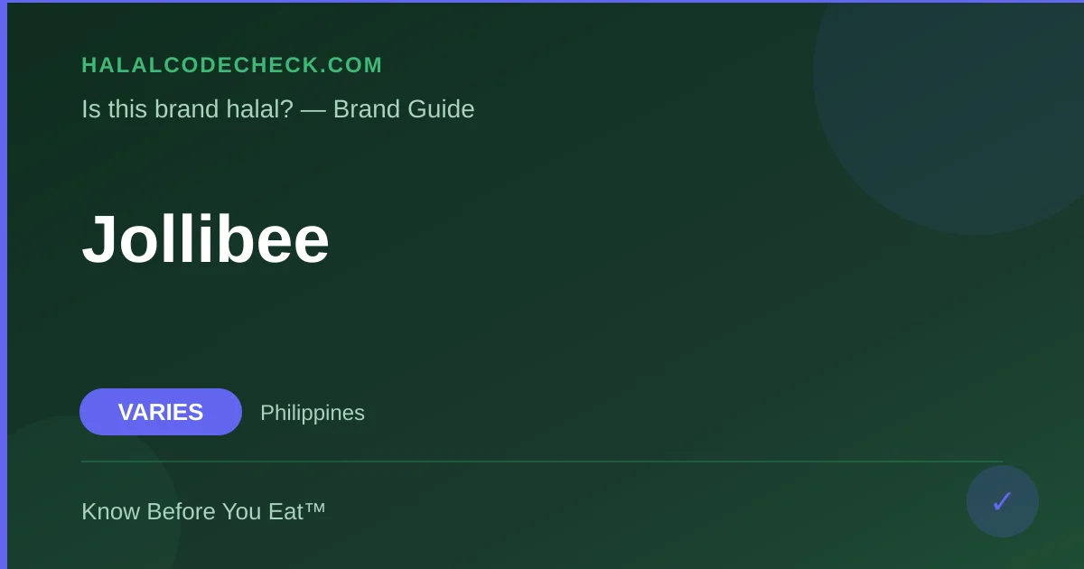 Is Jollibee Halal? — HalalCodeCheck Brand Guide