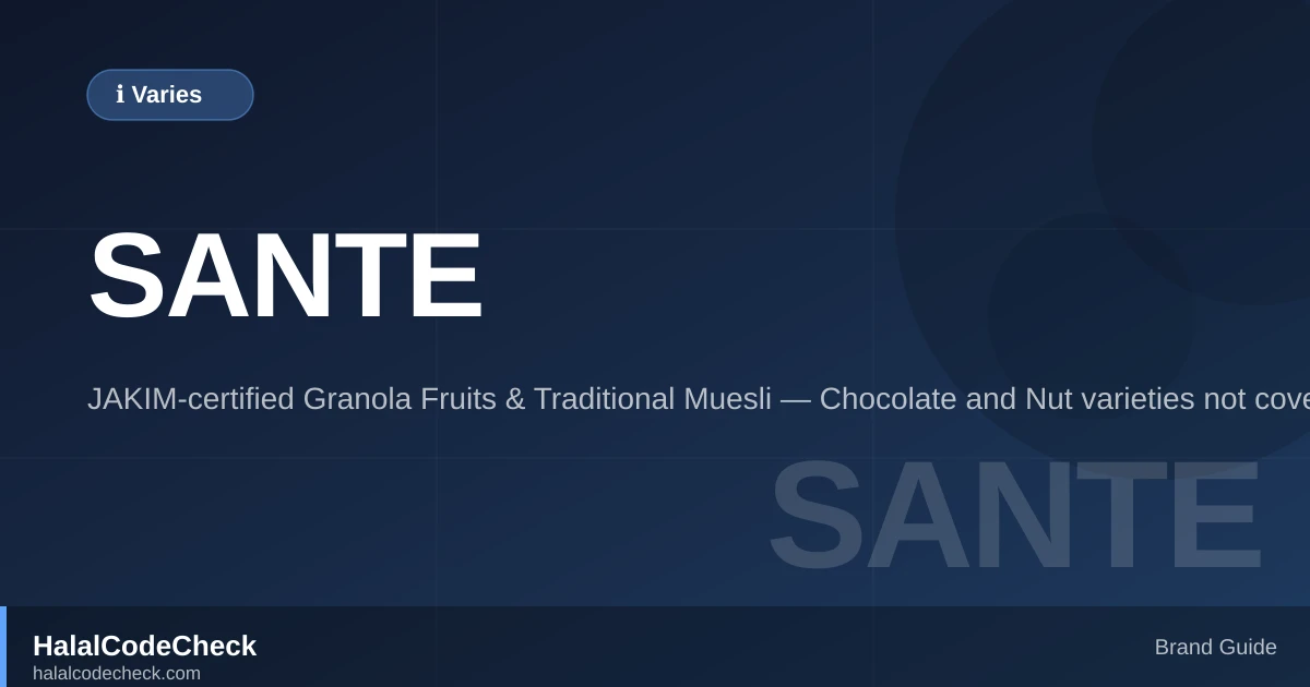 Is Sante Granola Halal? — HalalCodeCheck Brand Guide