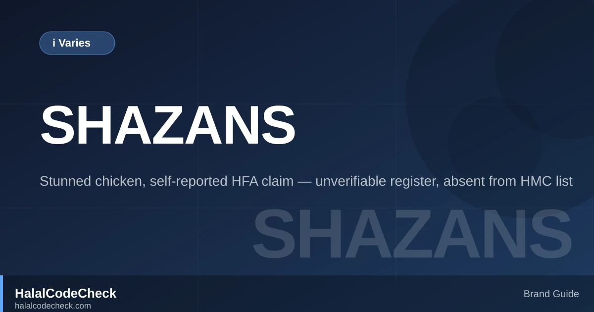 Is Shazans Halal? — HalalCodeCheck Brand Guide
