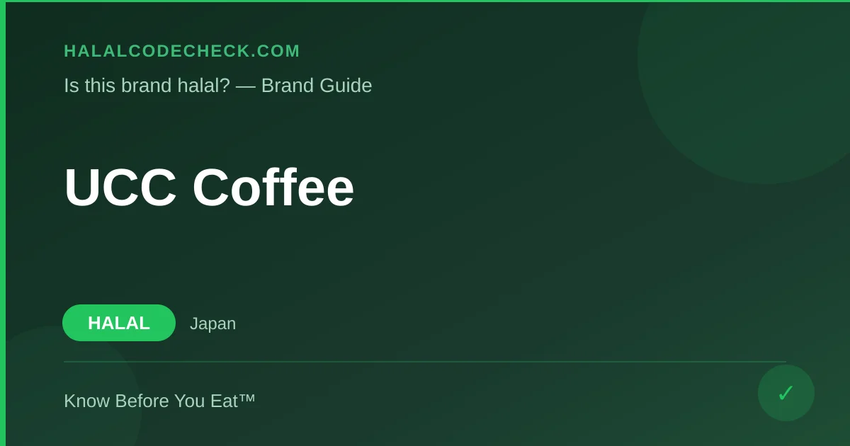Is UCC Coffee Halal? — HalalCodeCheck Brand Guide