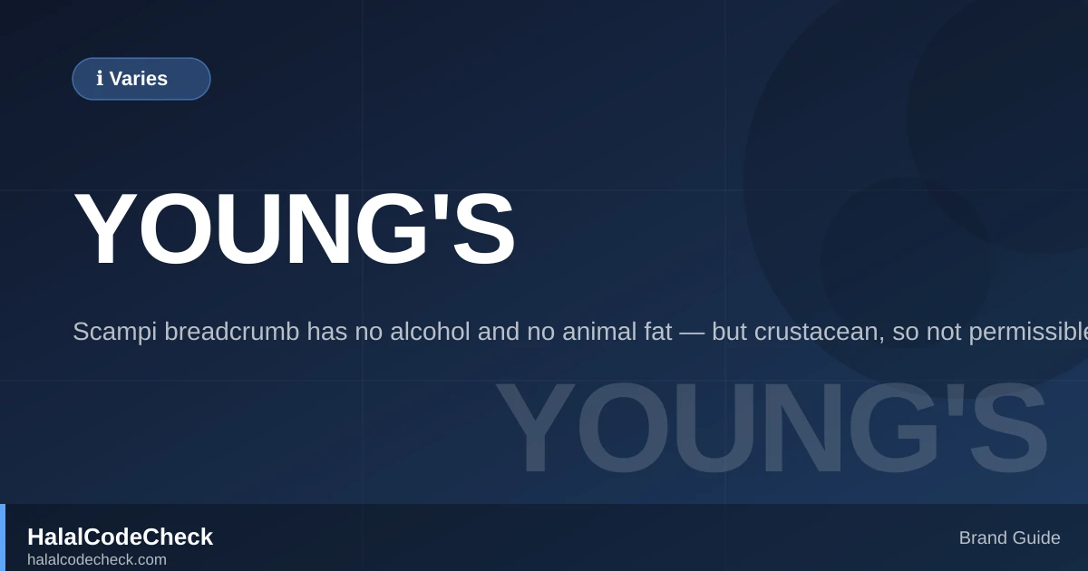 Is Young's Scampi Halal? — HalalCodeCheck Brand Guide